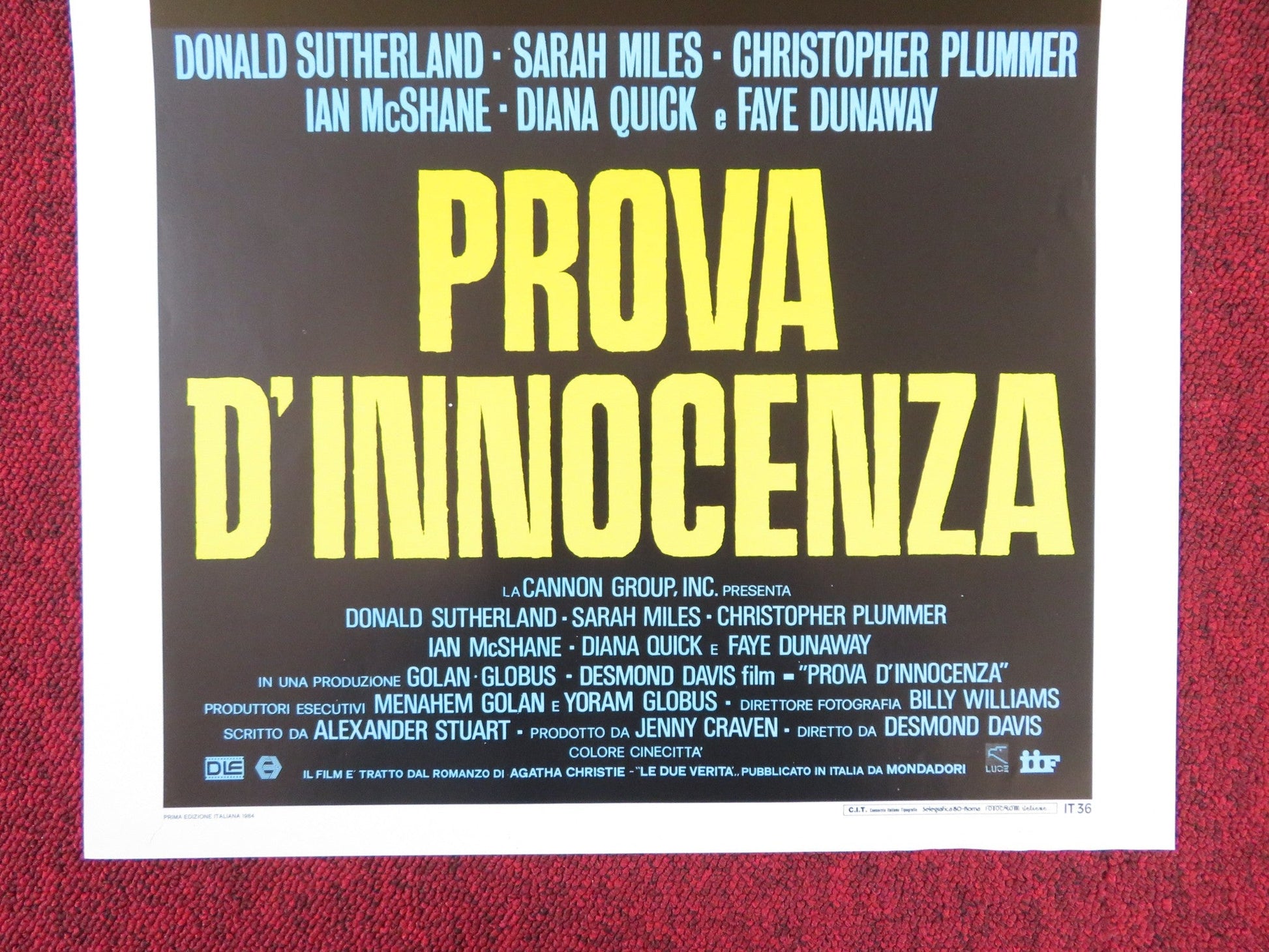 ORDEAL BY INNOCENCE ITALIAN LOCANDINA POSTER CANNON DONALD SUTHERLAND 1984 Rendezvous Cinema Movie posters