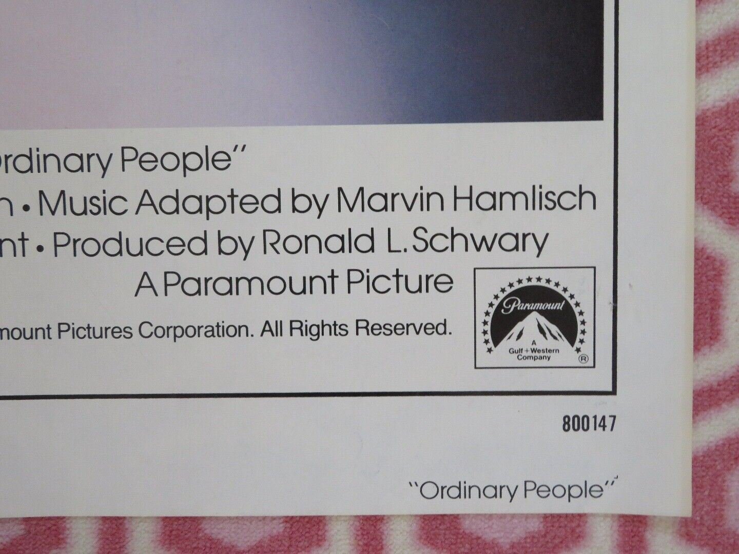 ORDINARY PEOPLE US ONE SHEET POSTER DONALD SUTHERLAND MARY TYLER MOORE 1980 - Rendezvous Cinema