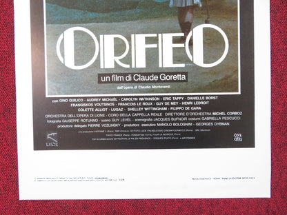 ORFEO ITALIAN LOCANDINA POSTER GINO QUILICO AUDREY MICHAEL 1985 Rendezvous Cinema Movie posters