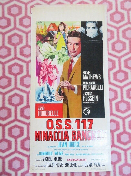 O.S.S 117 MINACCIA BANGKOK ITALIAN LOCANDINA (27.5" x 13") POSTER 1964 Movie posters