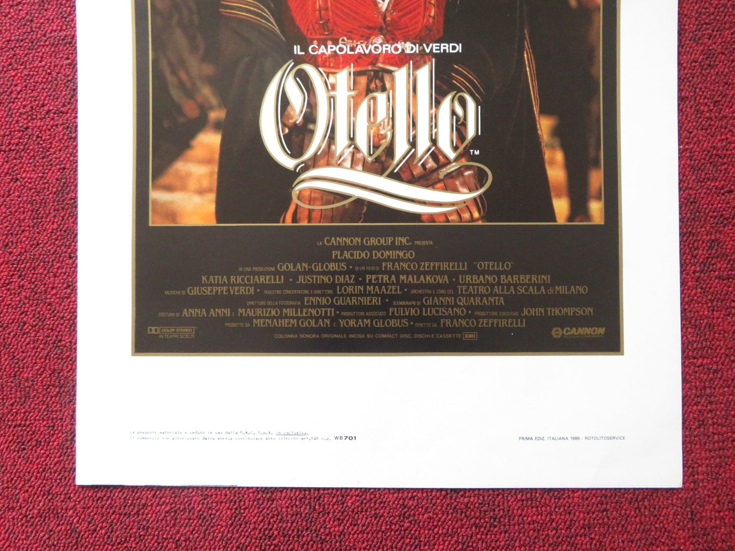 OTELLO ITALIAN LOCANDINA POSTER PLACIDO DOMINGO FRANCO ZEFFIRELLI 1986 Rendezvous Cinema Movie posters