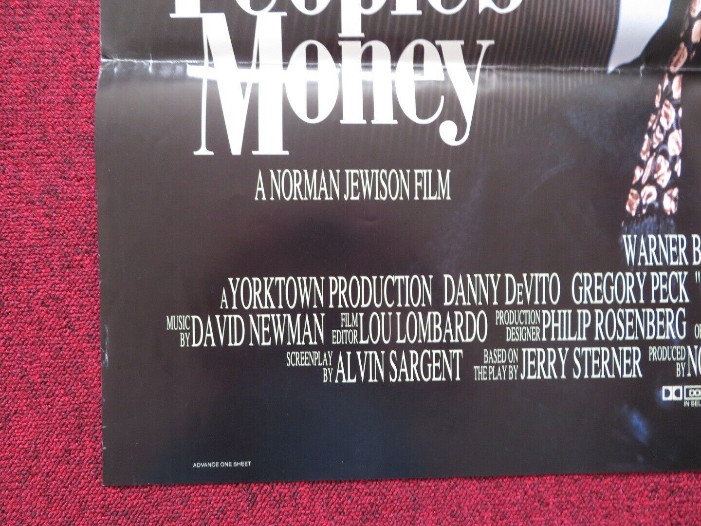OTHER PEOPLE'S MONEY - ADVANCE FOLDED US ONE SHEET POSTER DANNY DEVITO 1991 Movie posters