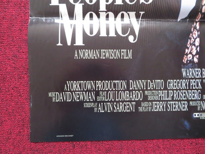 OTHER PEOPLE'S MONEY - ADVANCE FOLDED US ONE SHEET POSTER DANNY DEVITO 1991 Movie posters
