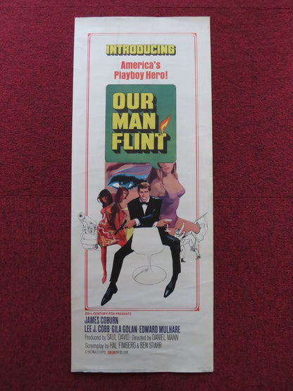 OUR MAN FLINT US INSERT (14"x 36") POSTER JAMES COBURN LEE J. COBB 1966 Rendezvous Cinema Movie posters