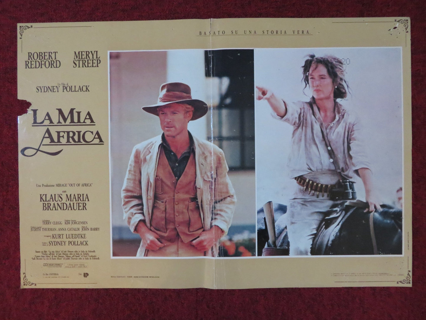 OUT OF AFRICA - B ITALIAN FOTOBUSTA POSTER ROBERT REDFORD MERYL STREEP 1985 Rendezvous Cinema Movie posters