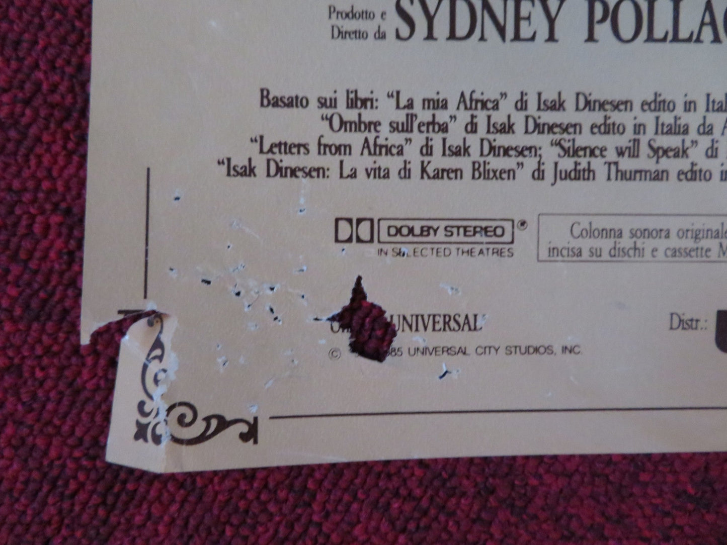 OUT OF AFRICA - C ITALIAN FOTOBUSTA POSTER ROBERT REDFORD MERYL STREEP 1985 Rendezvous Cinema Movie posters