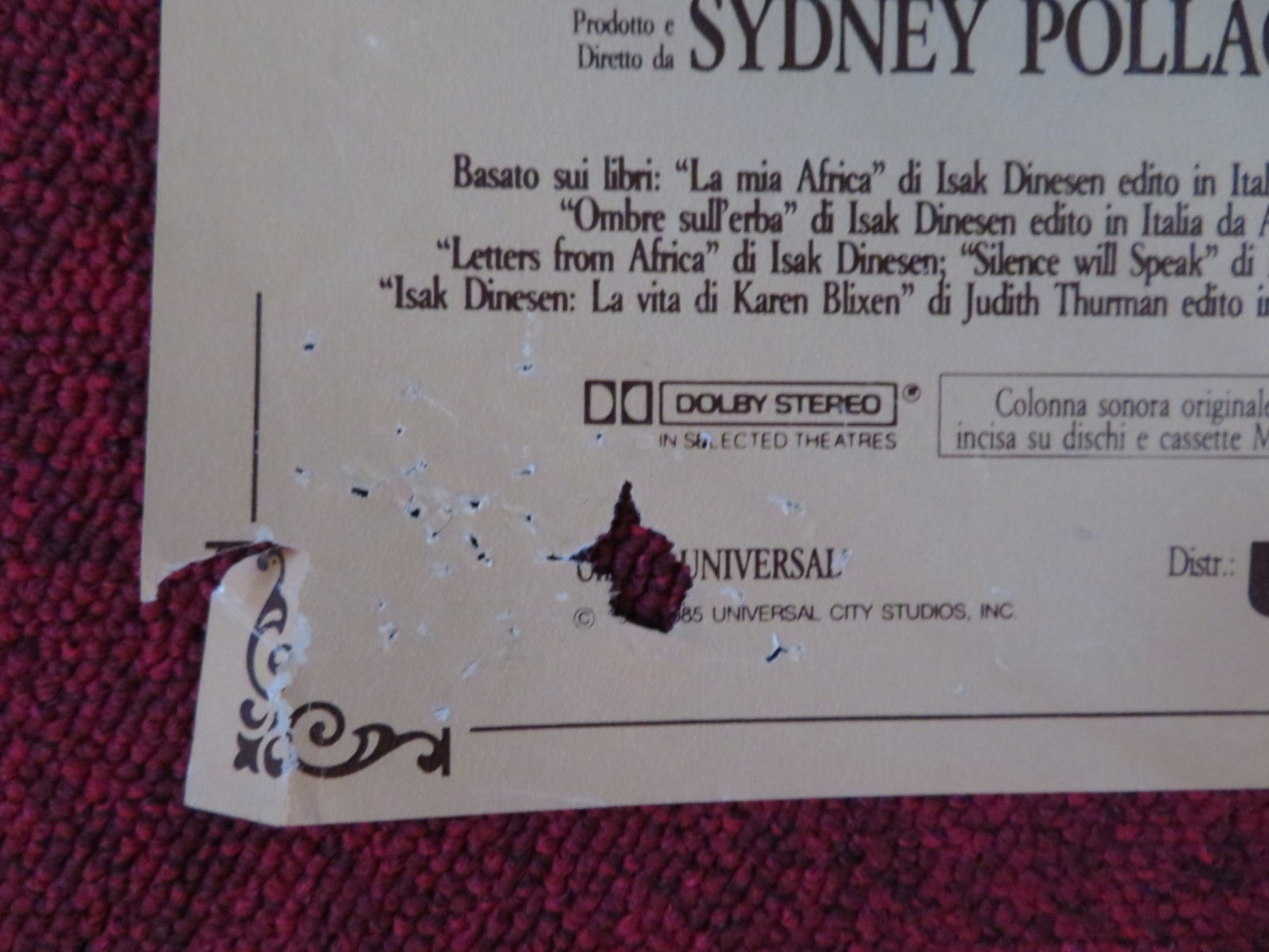 OUT OF AFRICA - C ITALIAN FOTOBUSTA POSTER ROBERT REDFORD MERYL STREEP 1985 Rendezvous Cinema Movie posters