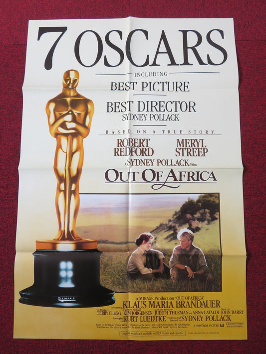 OUT OF AFRICA FOLDED US ONE SHEET POSTER ROBERT REDFORD MERYL STREEP 1985 Rendezvous Cinema Movie posters