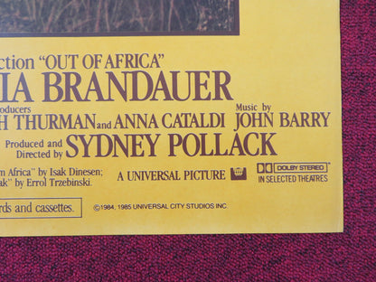 OUT OF AFRICA FOLDED US ONE SHEET POSTER ROBERT REDFORD MERYL STREEP 1985 Rendezvous Cinema Movie posters