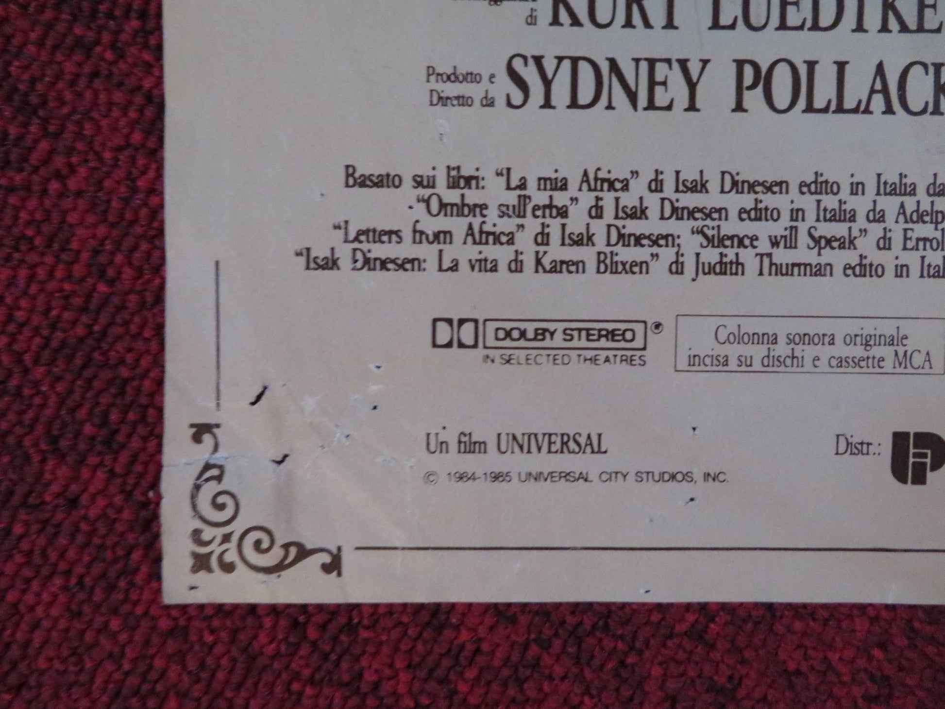 OUT OF AFRICA - G ITALIAN FOTOBUSTA POSTER ROBERT REDFORD MERYL STREEP 1985 Rendezvous Cinema Movie posters