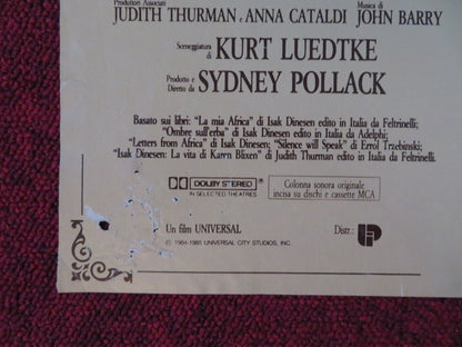 OUT OF AFRICA - H ITALIAN FOTOBUSTA POSTER ROBERT REDFORD MERYL STREEP 1985 Rendezvous Cinema Movie posters