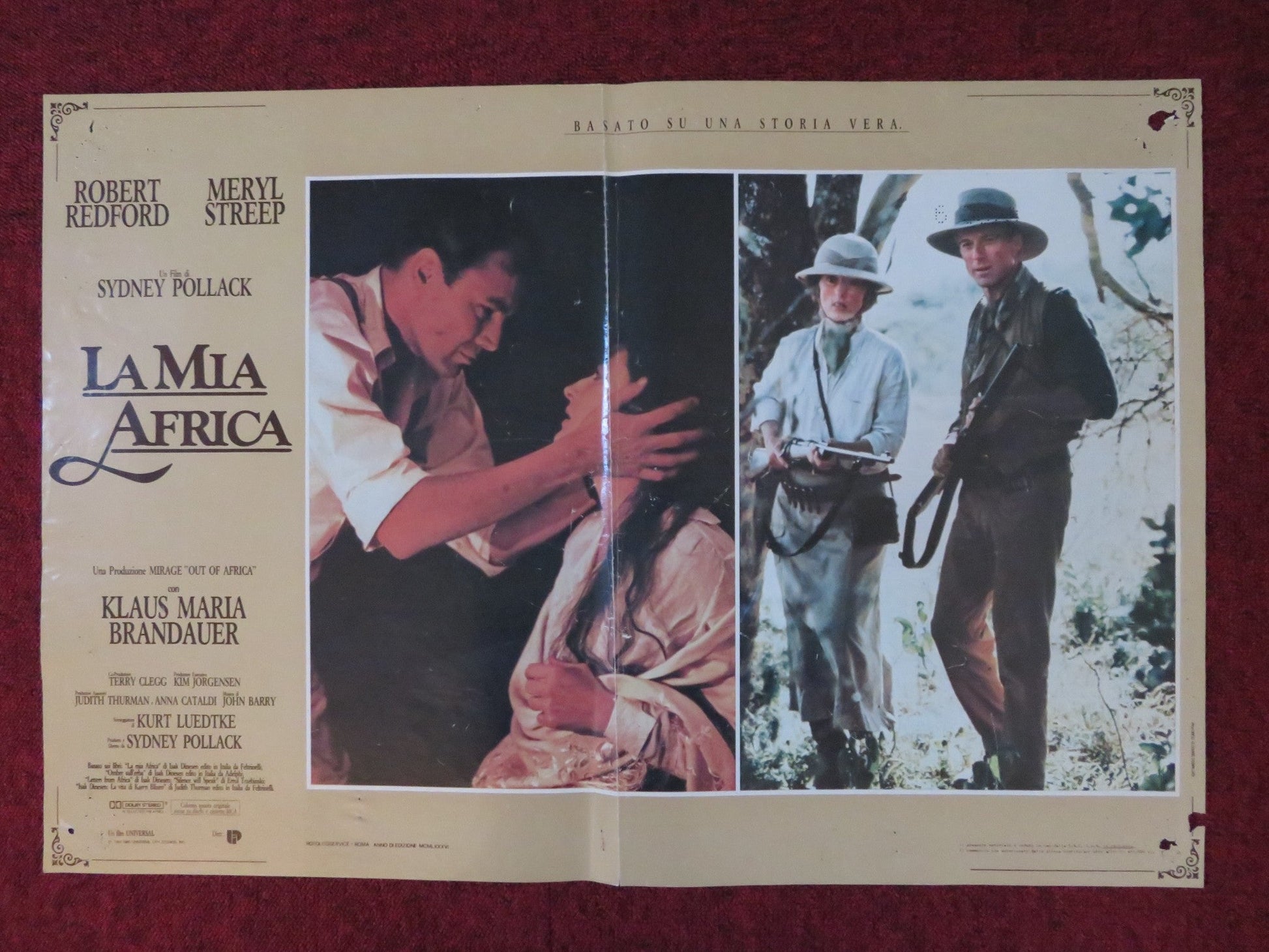 OUT OF AFRICA - H ITALIAN FOTOBUSTA POSTER ROBERT REDFORD MERYL STREEP 1985 Rendezvous Cinema Movie posters