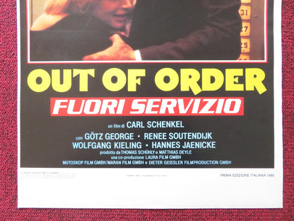 OUT OF ORDER ITALIAN LOCANDINA POSTER GOTZ GEORGE RENEE SOUTENDIJK 1985 Rendezvous Cinema Movie posters