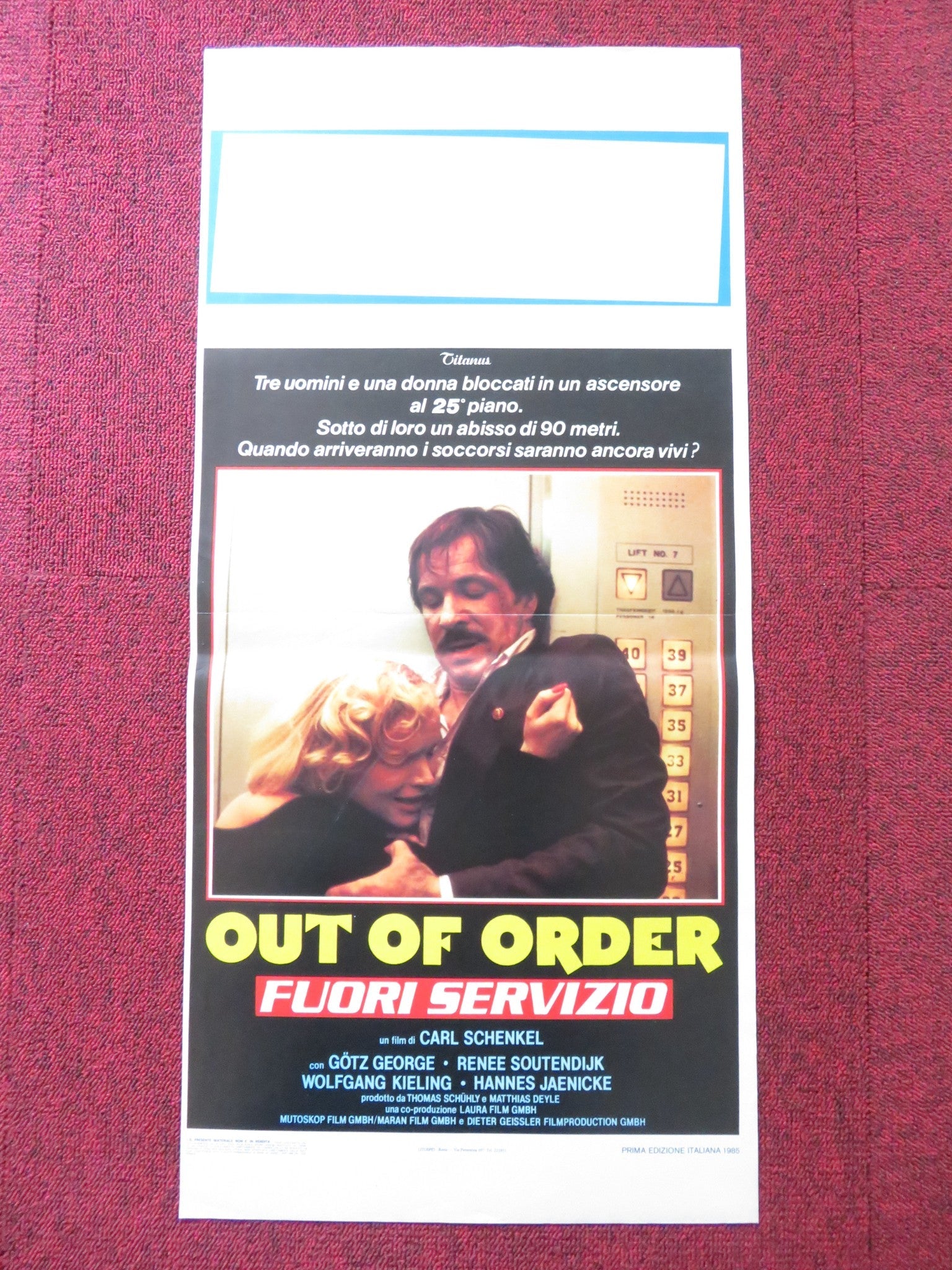 OUT OF ORDER ITALIAN LOCANDINA POSTER GOTZ GEORGE RENEE SOUTENDIJK 1985 Rendezvous Cinema Movie posters