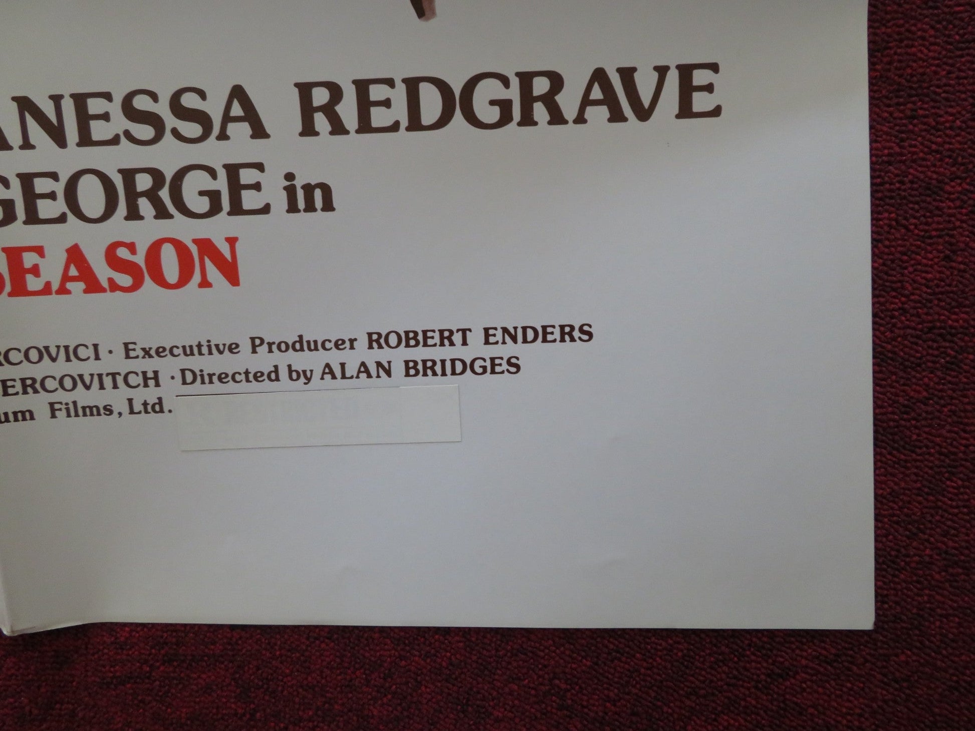 OUT OF SEASON FOLDED US ONE SHEET POSTER CLIFF ROBERTSON VANESSA REDGRAVE 1975 Rendezvous Cinema Movie posters