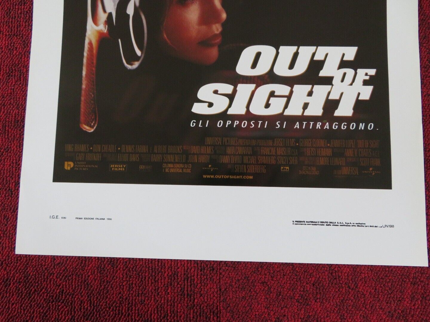 OUT OF SIGHT ITALIAN LOCANDINA (27.5"x13") POSTER GEORGE CLOONEY 1998 Movie posters