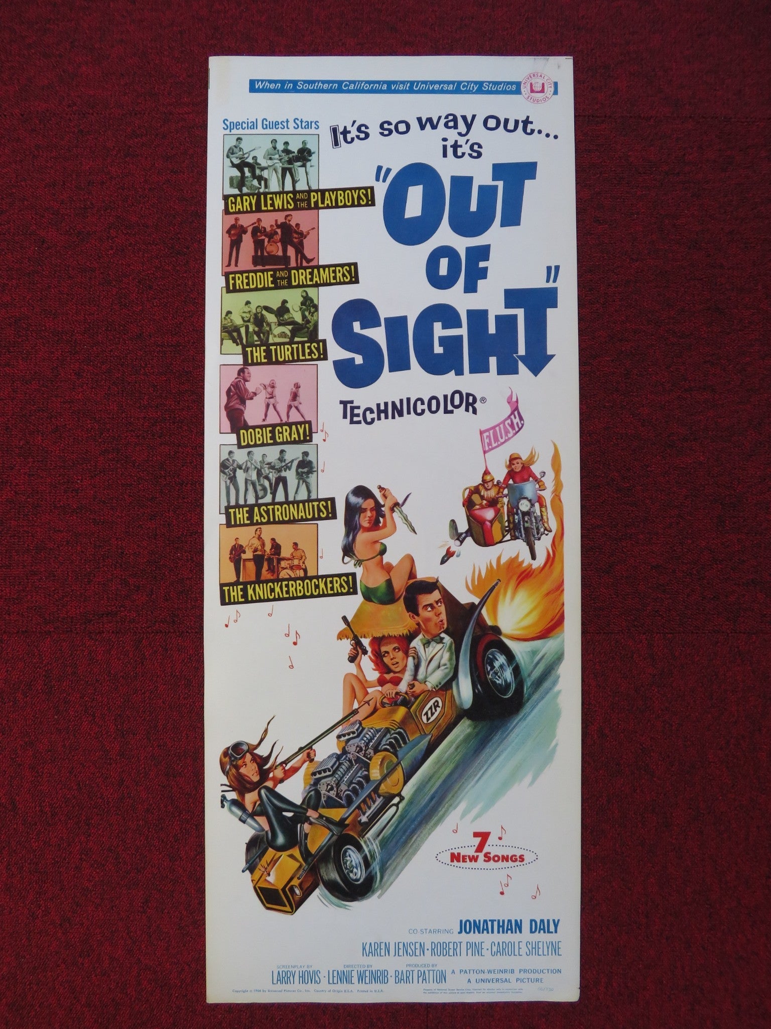 OUT OF SIGHT US INSERT (14"x 36") POSTER JONATHAN DALY KAREN JENSEN 1966 Rendezvous Cinema Movie posters