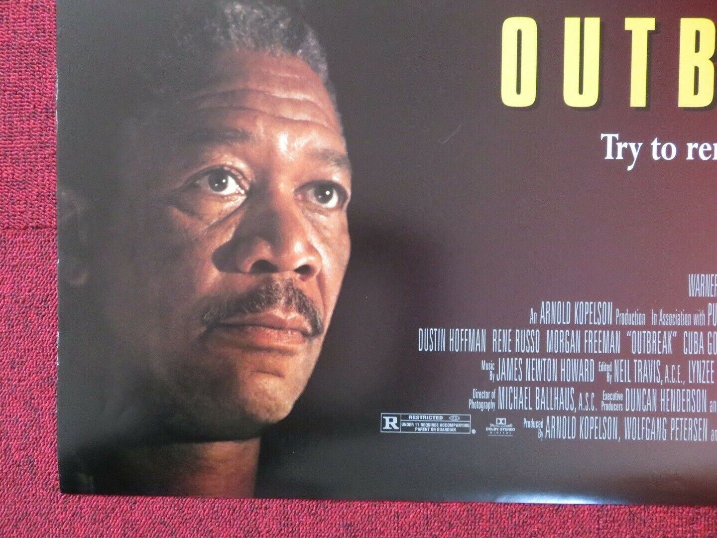 OUTBREAK US ONE SHEET ROLLED POSTER DUSTIN HOFFMAN MORGAN FREEMAN 1995 Movie posters