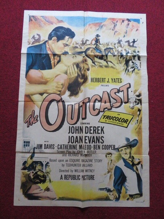 OUTCAST FOLDED US ONE SHEET POSTER JOHN DEREK JOAN EVENS 1954 Movie posters