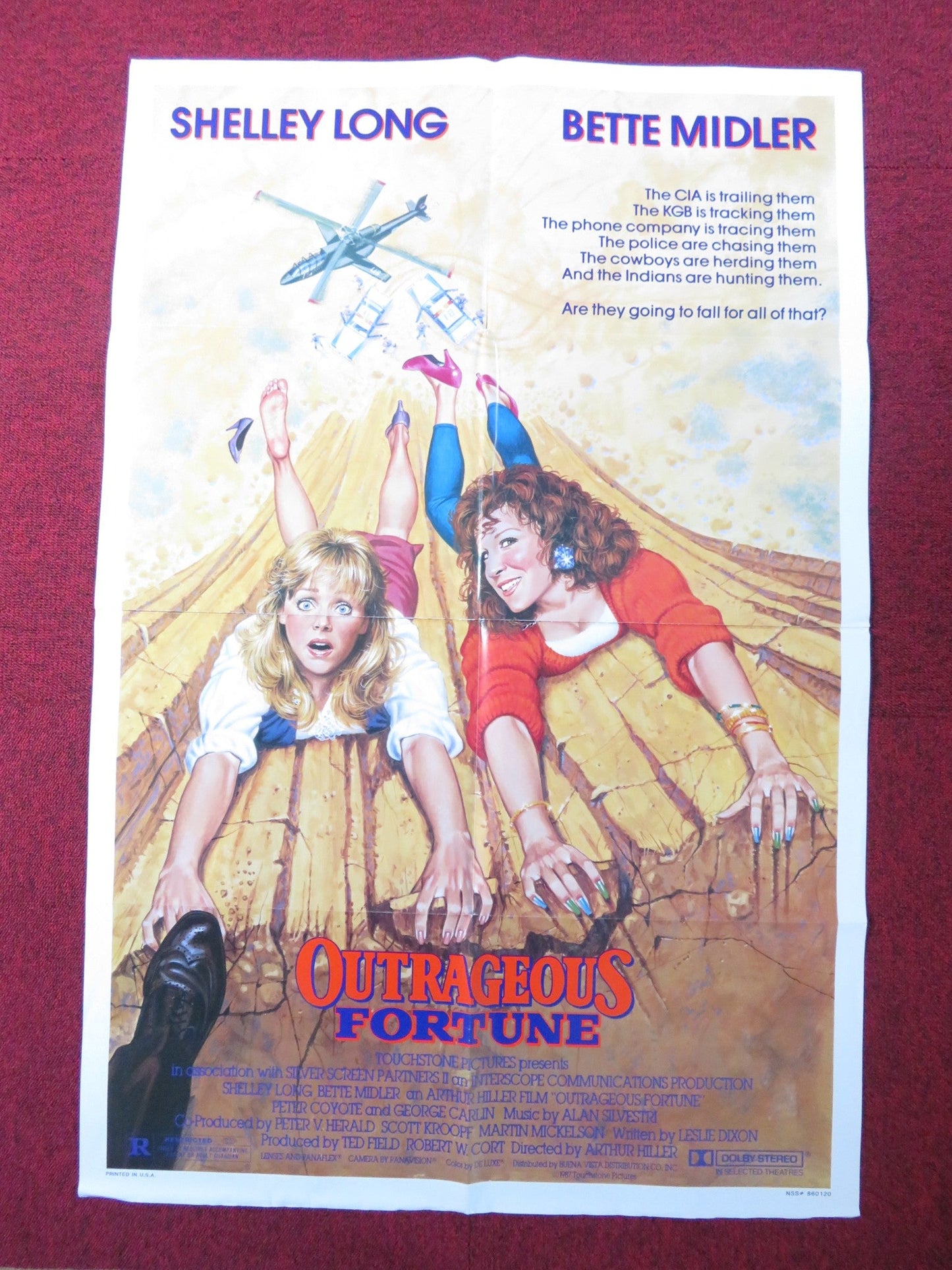OUTRAGEOUS FORTUNE FOLDED US ONE SHEET POSTER BETTE MIDLER SHELLEY LONG 1987 Rendezvous Cinema Movie posters