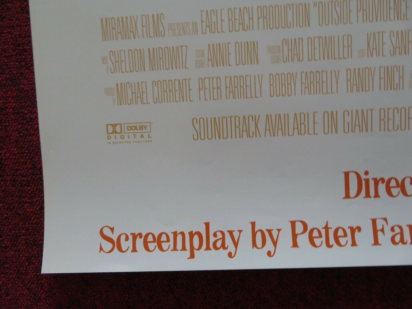 OUTSIDE PROVIDENCE US ONE SHEET ROLLED POSTER MICHAEL CORRENTE 1999 Movie posters