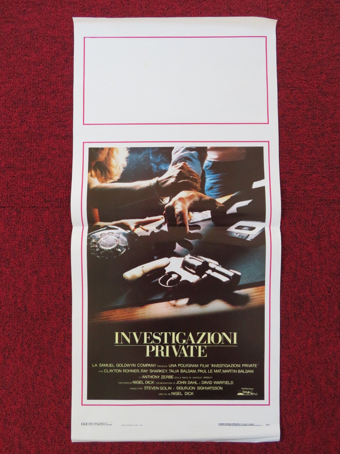 P. I. PRIVATE INVESTIGATIONS ITALIAN LOCANDINA POSTER CLAYTON ROHNER 1988 Rendezvous Cinema Movie posters