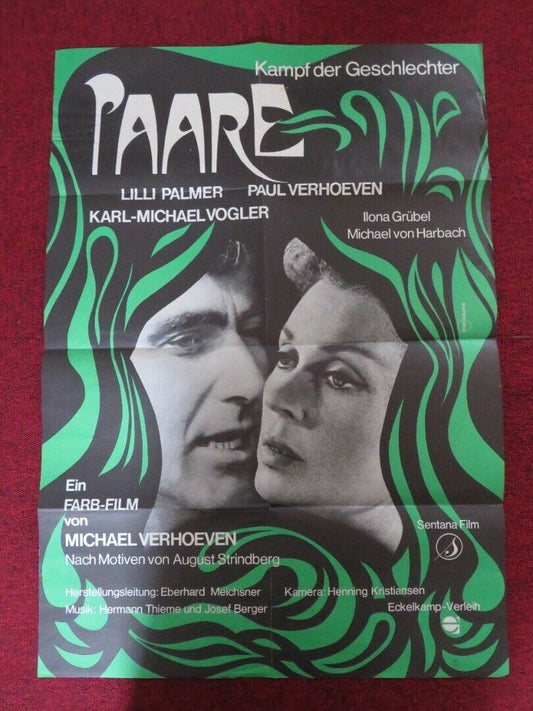 PAARE GERMAN POSTER (33"x 23.5") LILLI PALMER PAUL VERHOEVEN 1967 Movie posters