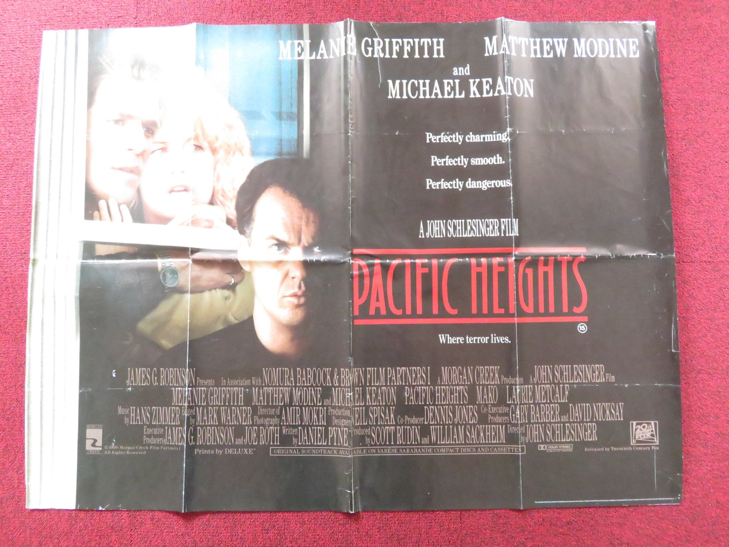 PACIFIC HEIGHTS UK QUAD POSTER FOLDED MELANIE GRIFFITH MICHAEL KEATON 1990 Rendezvous Cinema Movie posters