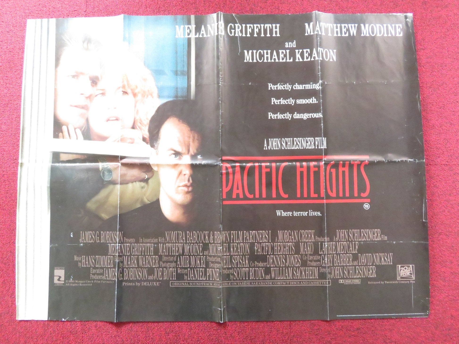PACIFIC HEIGHTS UK QUAD POSTER FOLDED MELANIE GRIFFITH MICHAEL KEATON 1990 Rendezvous Cinema Movie posters