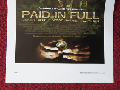 PAID IN FULL ITALIAN LOCANDINA (27.5"x13") POSTER MEKHI PHIFER WOOD HARRIS 2002 Movie posters
