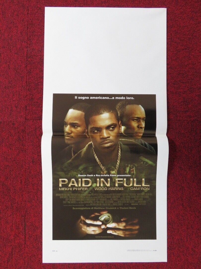 PAID IN FULL ITALIAN LOCANDINA (27.5"x13") POSTER MEKHI PHIFER WOOD HARRIS 2002 Movie posters