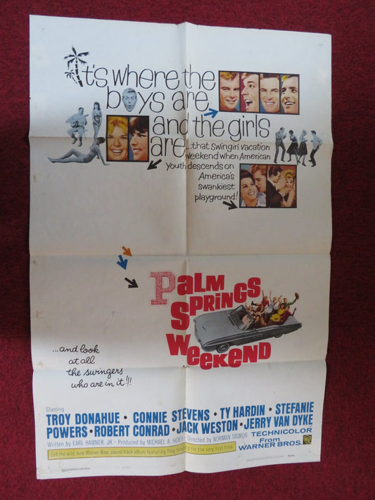 PALM SPRINGS WEEKEND FOLDED US ONE SHEET POSTER TROY DONAHUE CONNIE STEVENS 1963 Rendezvous Cinema Movie posters