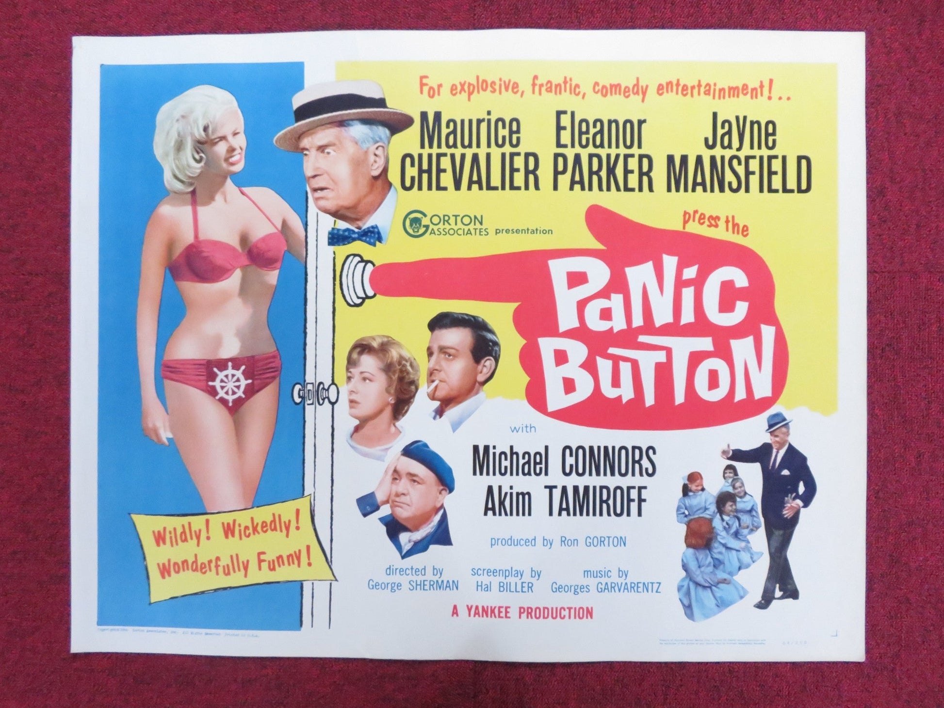 PANIC BUTTON US HALF SHEET (22"x 28") POSTER MAURICE CHEVALIER E. PARKER 1964 Rendezvous Cinema Movie posters
