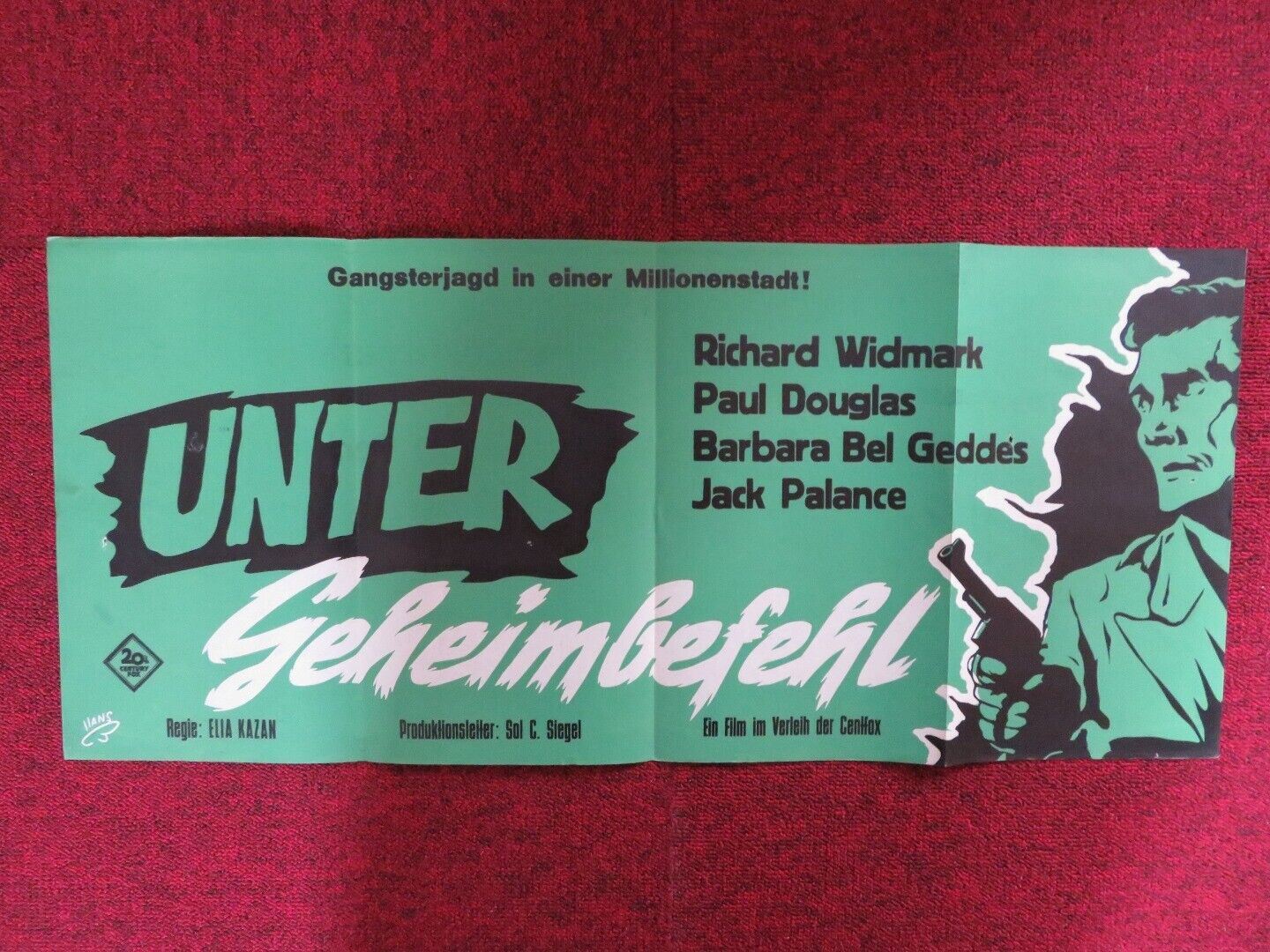 PANIC IN THE STREETS GERMAN POSTER (27"x 12") RICHARD WIDMARK PAUL DOUGLAS 1950 Movie posters