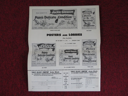 PAPA'S DELICATE CONDITION UNCUT PARAMOUNT FOLDED PRESS BOOK JACKIE GLEESON 1963 Rendezvous Cinema Movie posters