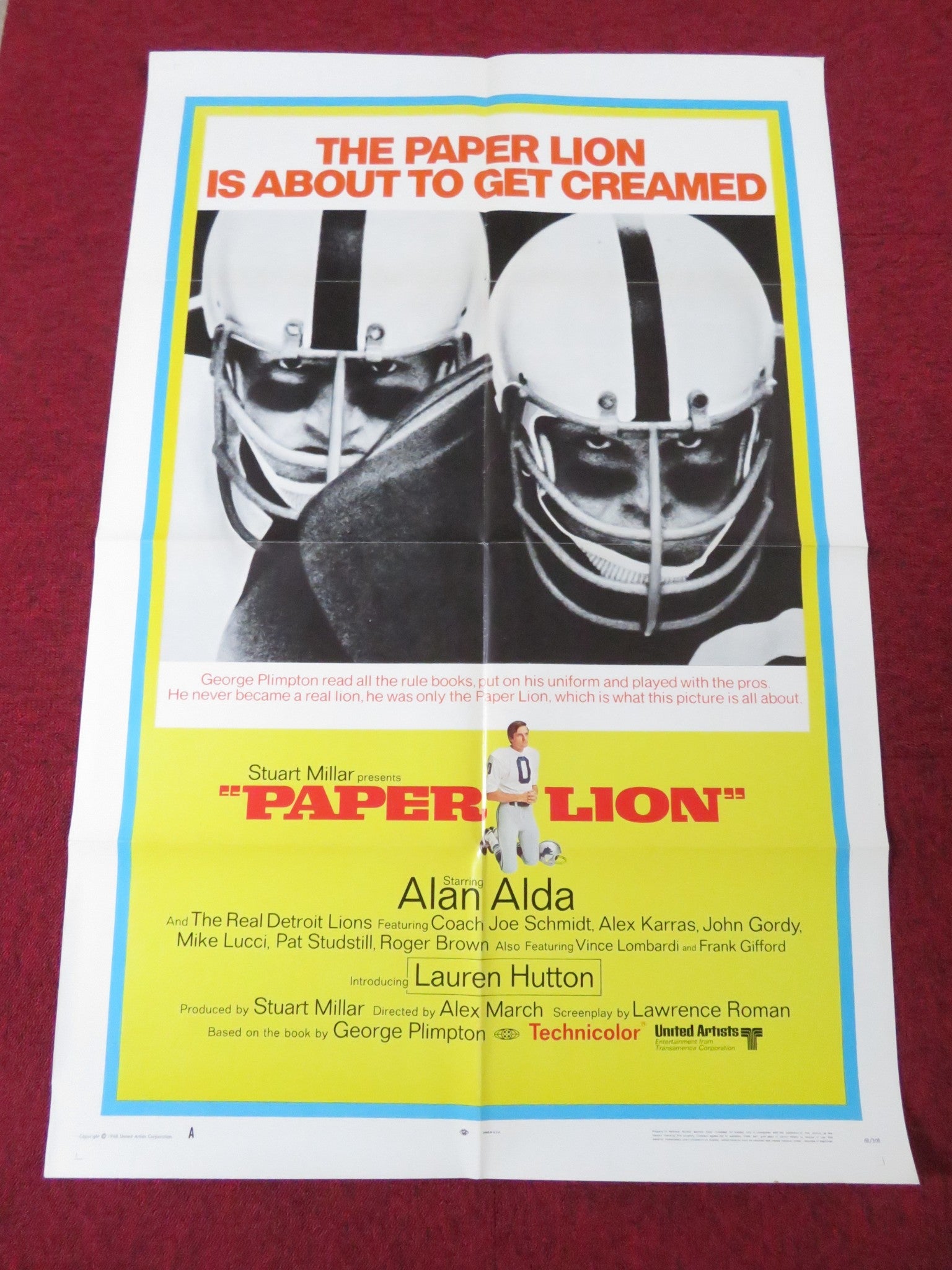 PAPER LION - A FOLDED US ONE SHEET POSTER ALAN ALDA LAUREN HUTTON 1968 Rendezvous Cinema Movie posters