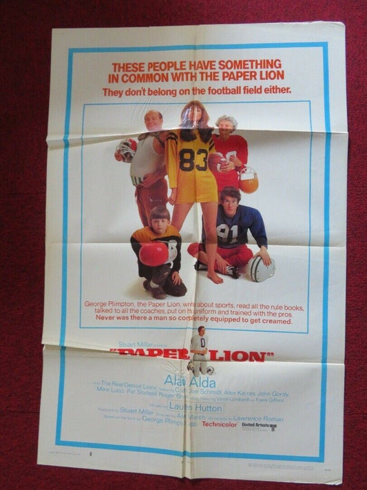 PAPER LION FOLDED US ONE SHEET POSTER ALAN ALDA LAUREN HUTTON 1968 Movie posters