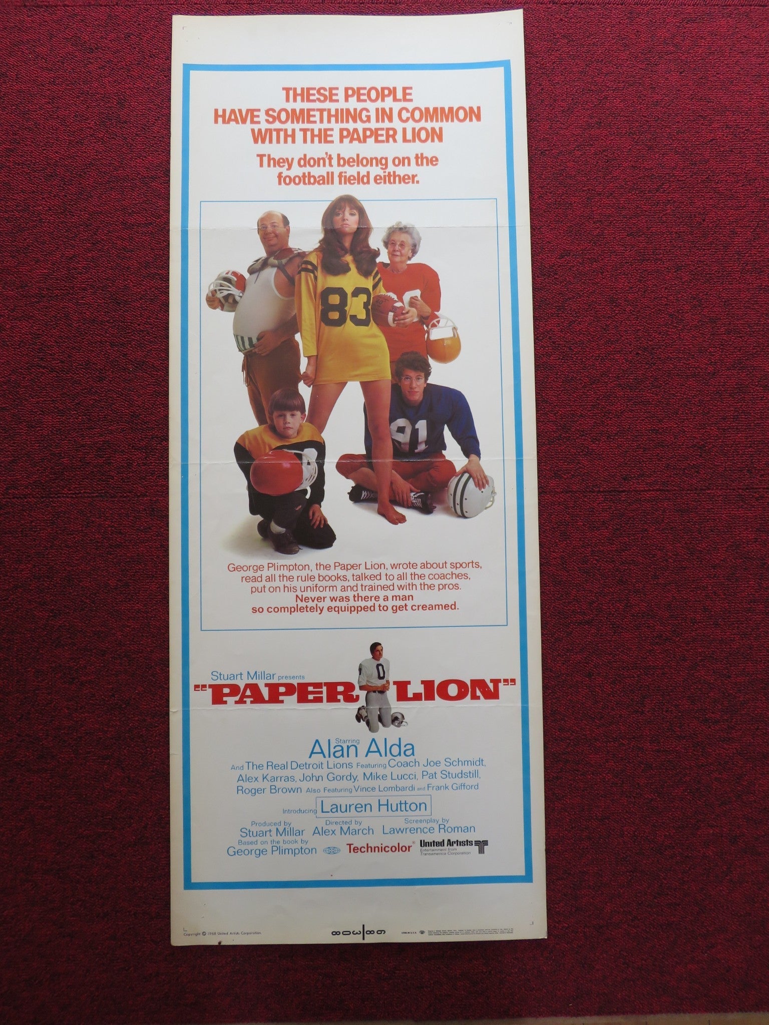 PAPER LION US INSERT (14"x 36") POSTER ALAN ALDA 1968 Rendezvous Cinema Movie posters