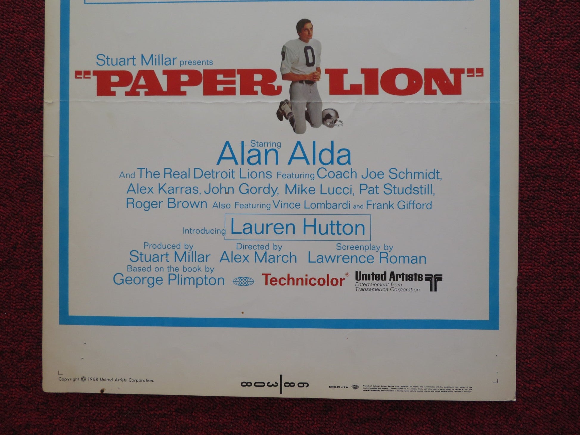 PAPER LION US INSERT (14"x 36") POSTER ALAN ALDA 1968 Rendezvous Cinema Movie posters
