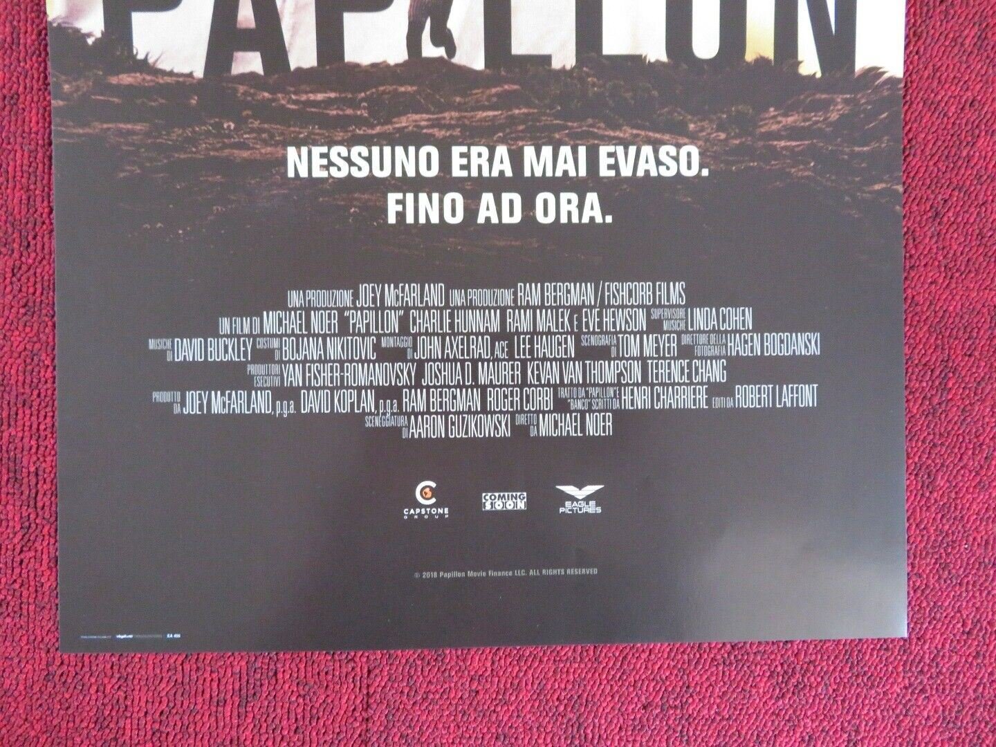 PAPILLON ITALIAN LOCANDINA (26.5"x12.5") POSTER RAMI MALEK CHARLIE HUNNAM 2017 Movie posters