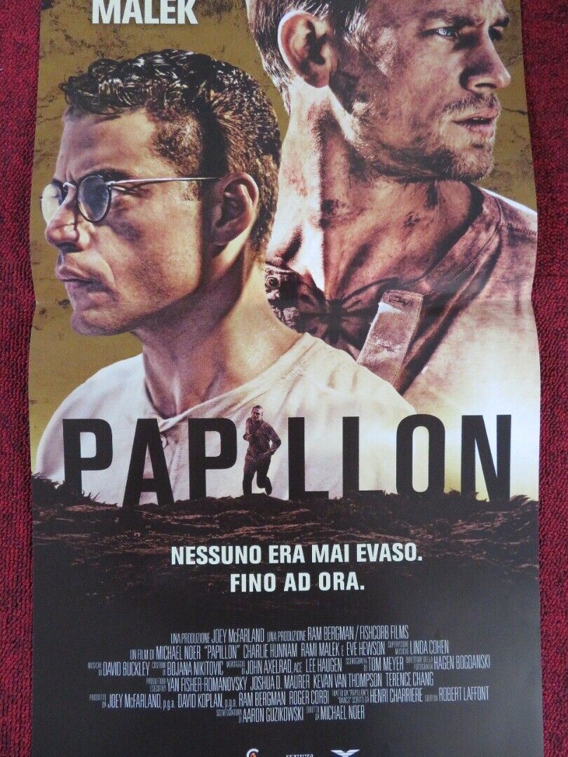 PAPILLON ITALIAN LOCANDINA (26.5"x12.5") POSTER RAMI MALEK CHARLIE HUNNAM 2017 Movie posters
