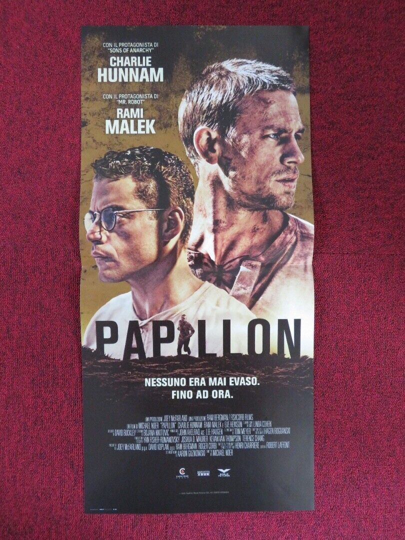 PAPILLON ITALIAN LOCANDINA (26.5"x12.5") POSTER RAMI MALEK CHARLIE HUNNAM 2017 Movie posters
