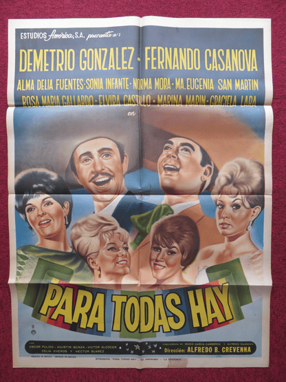 PARA TODAS HAY FOLDED MEXICAN POSTER FERNANDO CASANOVA DEMETRIO GONZALEZ 1965 Rendezvous Cinema Movie posters
