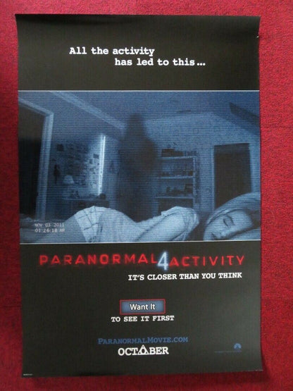 PARANORMAL ACTIVITY 4 US ONE SHEET ROLLED POSTER HENRY JOOST ARIEL SCHULMAN 2012 Movie posters