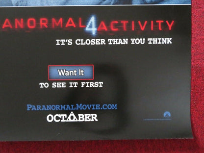 PARANORMAL ACTIVITY 4 US ONE SHEET ROLLED POSTER HENRY JOOST ARIEL SCHULMAN 2012 Movie posters
