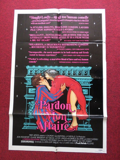 PARDON MON AFFAIRE US ONE SHEET POSTER JEAN ROCHEFORT CLAUDE BRASSEUR 1976 Movie posters