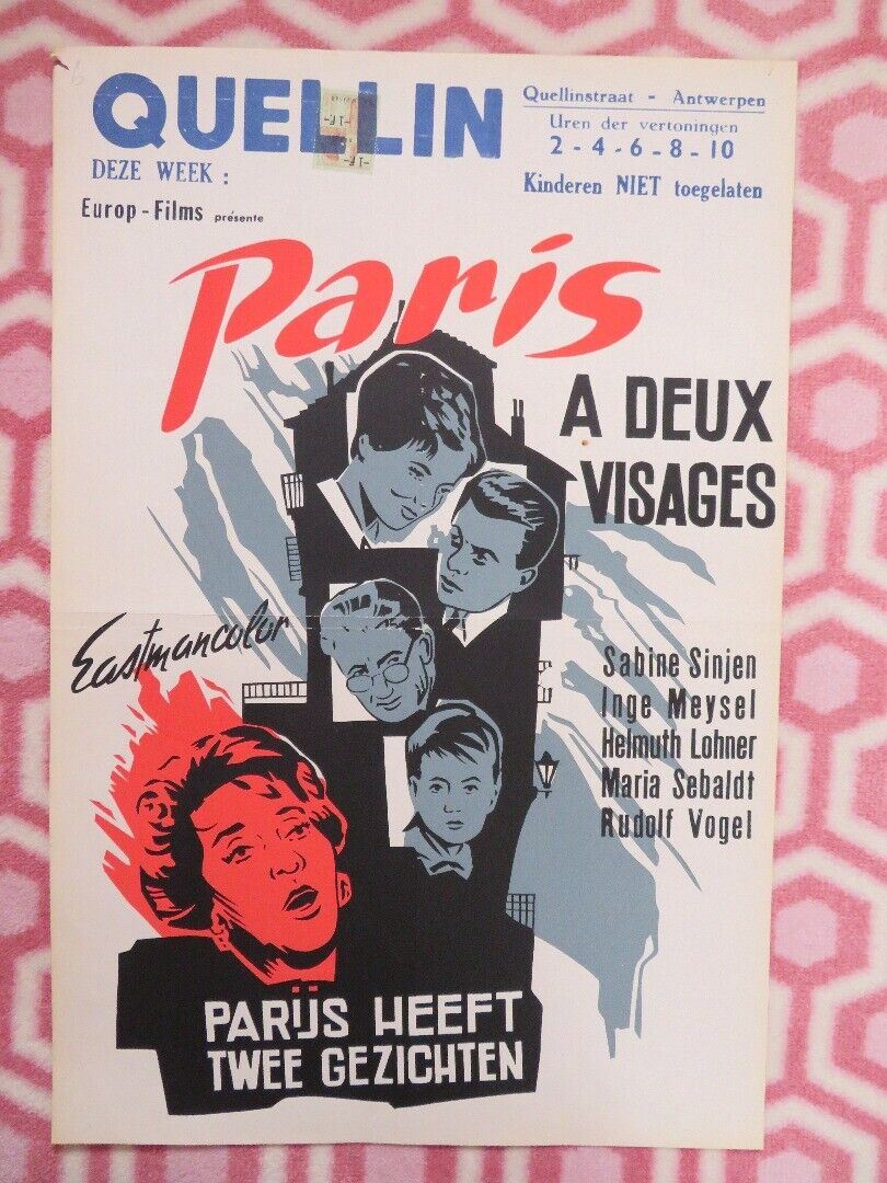 PARIS A DEUX VISAGES / Im sechsten Stock BELGIUM (21"x14") POSTER S SINJEN 1961 Movie posters