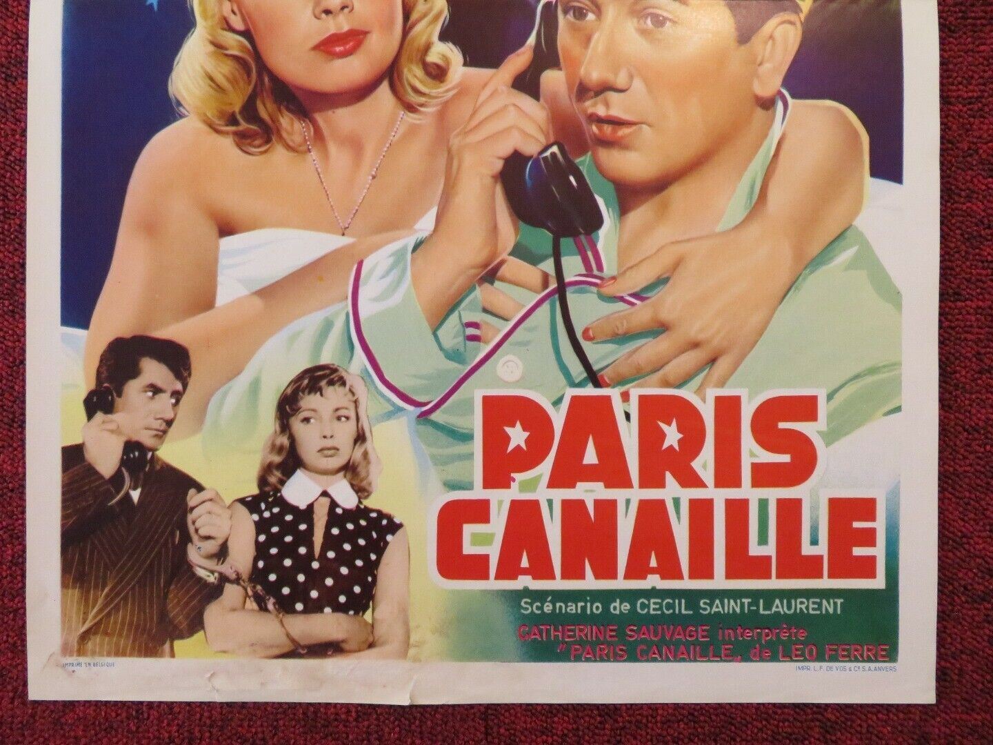 PARIS CANAILLE / MAID IN PARIS BELGIUM (21.5"x14") POSTER DANY ROBIN 1956 Movie posters