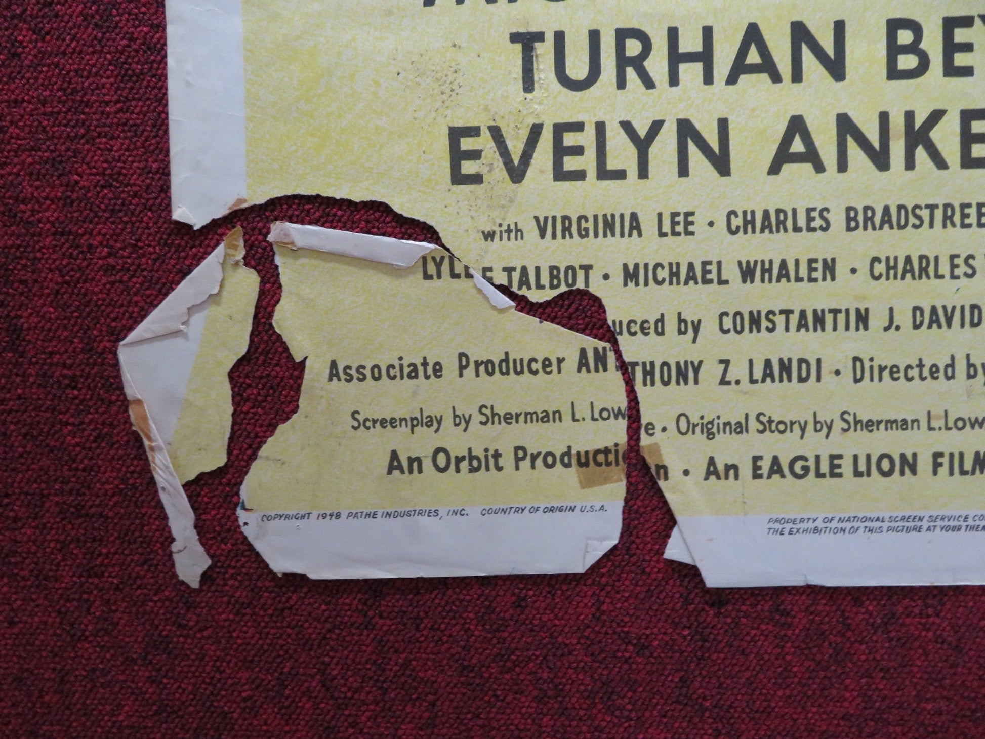 PAROLE, INC. FOLDED US ONE SHEET POSTER MICHAEL O'SHEA TURHAN BEY 1948 Rendezvous Cinema Movie posters