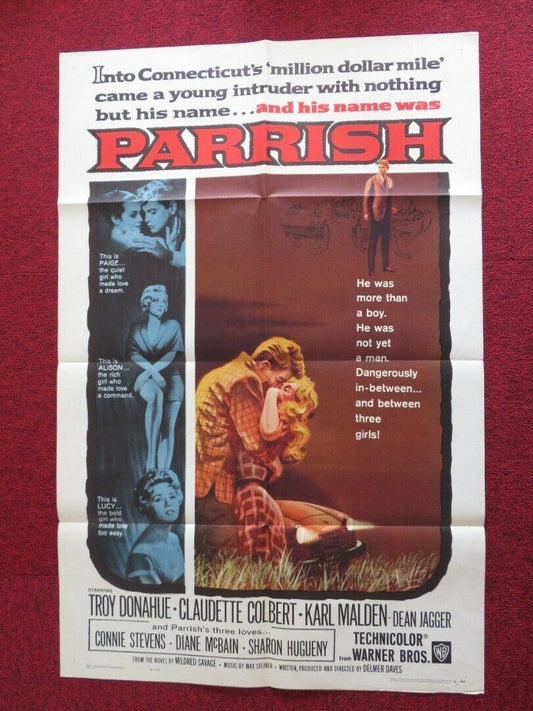 PARRISH FOLDED US ONE SHEET POSTER TROY DONAHUE CLAUDETTE COLBERT 1961 Movie posters